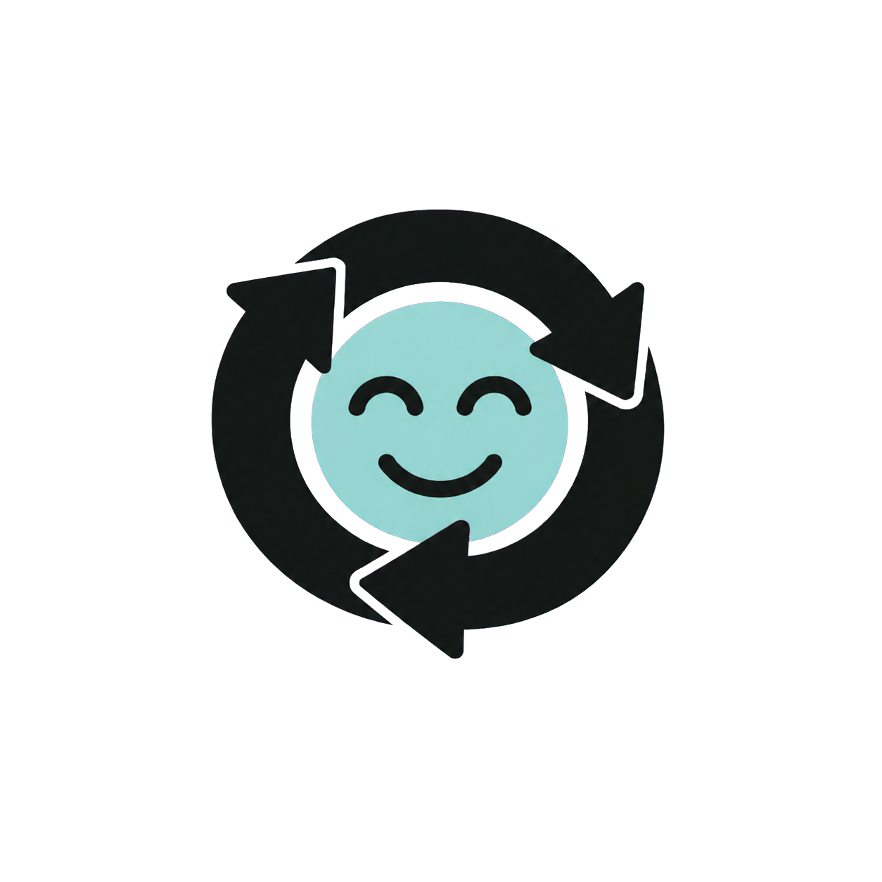 Happy black recycling face logo